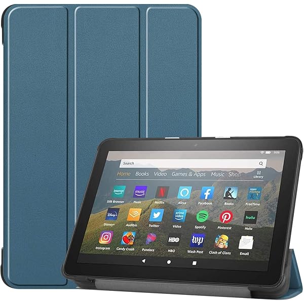 Fire HD 8 2020 / 2022 ケース 三つ折りスタンドカバー 超薄型 超軽量 マグネット オートスリープケース PU レザー Fire HD8 2022 2020 (濃い緑)