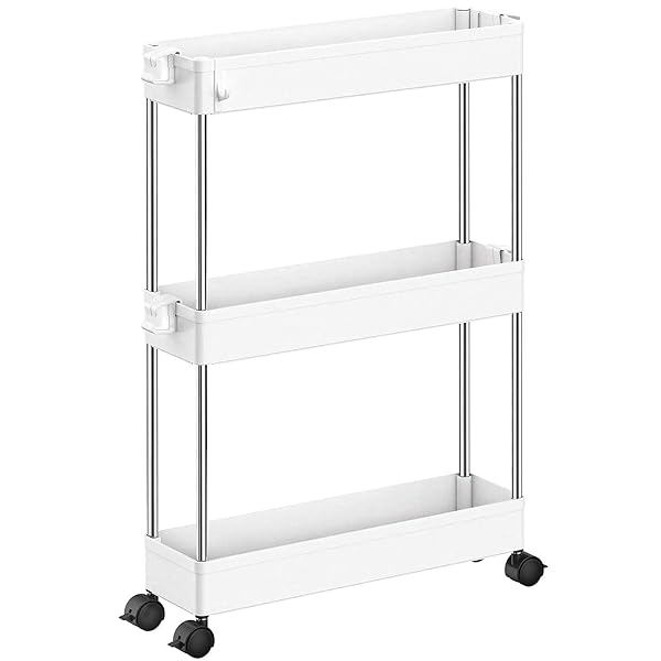 キッチンワゴン スリム 隙間収納 13cm ラック キャスター付き カート ローリング おしゃれ 調味料 食品 ペットボトル 小物 台所 洗面所 冷蔵庫横 3段 ホワイト