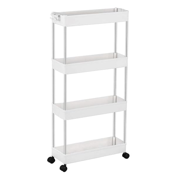 キッチンワゴン スリム 隙間収納 13cm 収納ラック キャスター付き 収納カート ローリングラック おしゃれ 調味料 食品 ペットボトル 小物 台所 洗面所 冷蔵庫横 4段 ホワイト