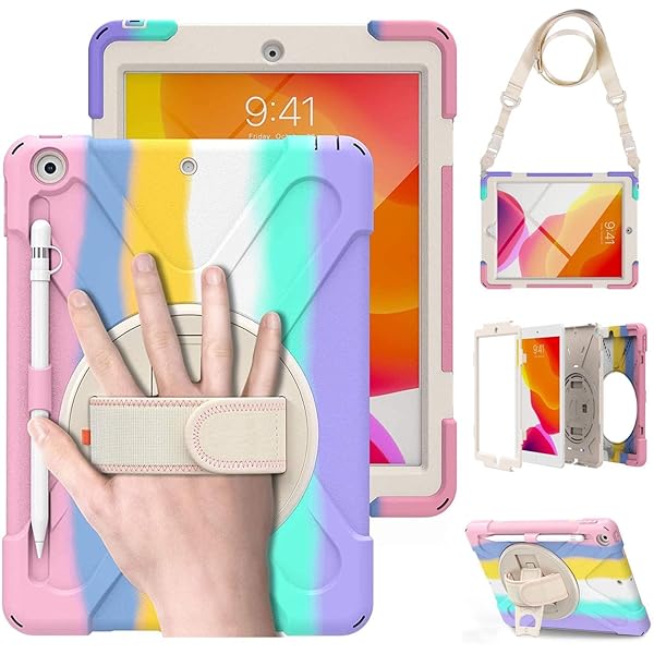 iPad 9世代 8世代 ケース iPad 7世代 ケース カバー ペンホルダー付きiPad 10.2 ケース 2021/2019/2020 キッズ 子供向け 衝撃 防塵 耐久 落下防止 全面保護 丈夫 頑丈 現場 工事 業務用 ショルダー 肩掛け
