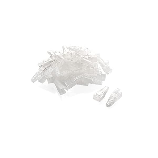 lanケーブル コネクタカバー， LANコネクタ Cat5 Cat5e Cat6 Cat6a対応 50個入り LANケーブル用 断線防止カバー つめ折れ防止 透明