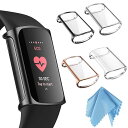 for Fitbit Charge 6 / 5 ケース クリア ソフト TPU メッキ スクリーンカバー 全面保護バンパー シェル 脱着簡単 耐衝撃性 フィット...