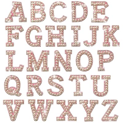 26枚 アルファベット A～Z パール付き ワッペン アップリケ 衣類パッチ おしゃれ 工芸品の装飾 補修 縫..