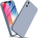 iPhoneX iPhoneXs ケース リキッドシリコン 耐衝撃 レンズ保護 薄型 iPhoneXs カバー 指紋防止 ソフト ワイヤレス充電対応 おしゃれ ストラップホール付き (グレー)