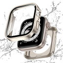 【フルカバー保護】 アップルウォッチ 防水 カバー Apple Watch SE Series 9 8 7 対応 ケース 2 in 1 前後の保護 二重構造 耐衝撃 iWatch 一体型 ケース 45mm スターライト
