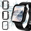 【3枚セット】 アップルウォッチ 防水 カバー 保護 iWatch 45mm Series9 Series8 Series7 直角エッデザイン apple watch 用 ケース 対応 45mm ブラック/ブラック/クリア