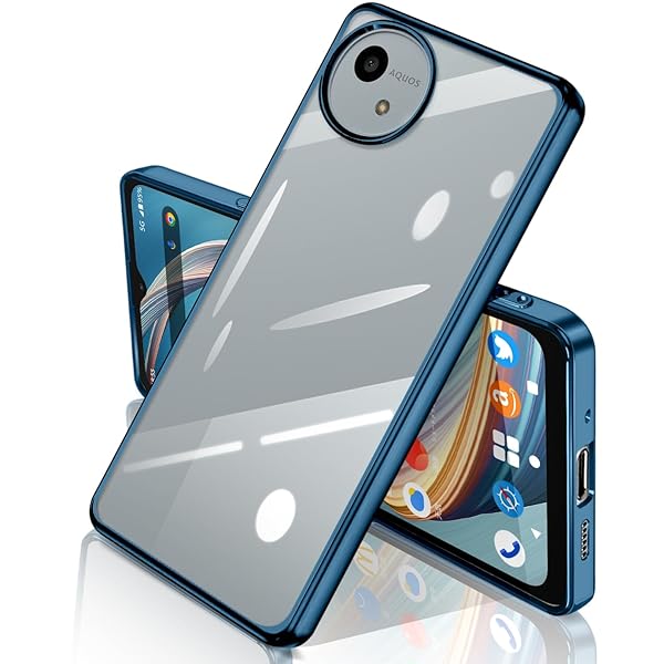 For AQUOS wish4 SH-52E ケース クリア アクオス ウィッシュ 4 ソフト ケース クリスタル 透明 TPU 素材 保護 カバー AQUOS Wish 4 対応 ストラップホール付 (ブルー)