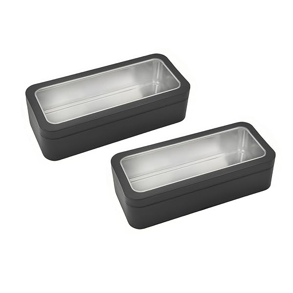 缶ケースブリキ缶 おもちゃ箱 角缶 箱 物入れ 小物入れ 大き目サイズ ブリキ缶 サッシュボックス15.3x6.6x4.0cm ブラック(2個入り)