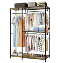 ハンガーラック 2段 棚付き 洋服ラック 幅116 x 奥行40 x 高さ177 cm 耐荷重175kg 高さ調整可能 頑丈 木製 コート掛け 衣類収納 室内物...