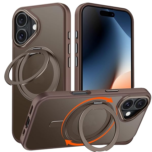 iPhone 16 Plus 適用 ケース Magsafe対応 アイフォン16プラス カバー 360°回転スタンド スマホケース ..