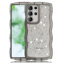 Galaxy S25 Ultra ケース (SC-52F SCG32)クリア キラキラ かわいい tpuソフトケース 薄型 傷防止背面 滑り止め 指紋防止 ストラップホール付き 透明 ギャラクシーS25ウルトラ かばー スマホケース (ブラック, S