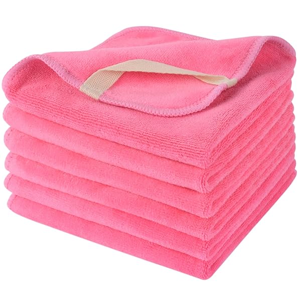 マイクロファイバー フェイスタオル ふわふわ 柔らか肌触り 瞬間吸水 速乾 抗菌 防臭 家庭用 ホテル エステタオル 業務用 タオル 耐久性 サロンタオル 四季通用 30cmx30cm ピンク 6枚