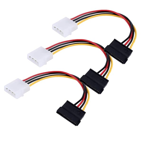 シリアルATA用電源変換ケーブル 3本セット SATA電源ケーブル ストレート