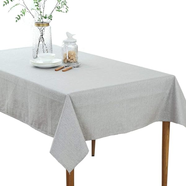 テーブルクロス 北欧 撥水 天然素材 リネン テーブルカバー 無地 tablecloth 布 長方形 120x160cm グレー