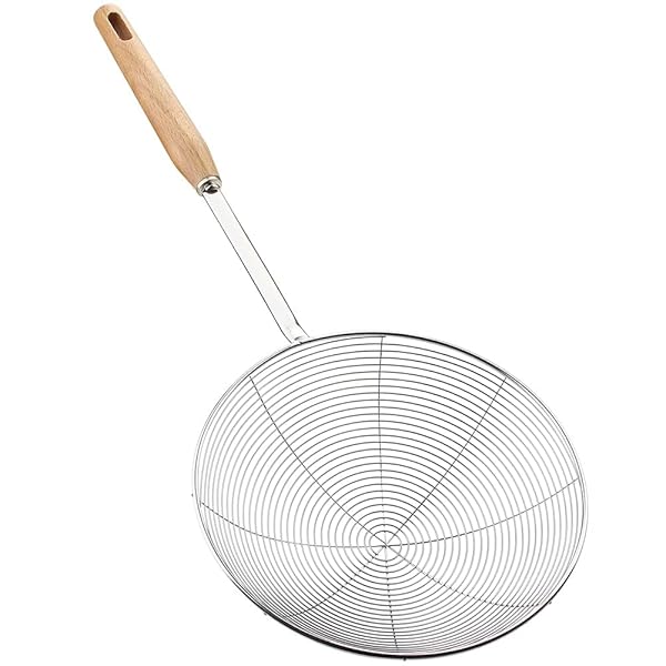 カス揚げ すくいざる あく取り ざる ステンレス 木柄 直径19.5cm 大 ストレーナー 調理器具 油切り 水..