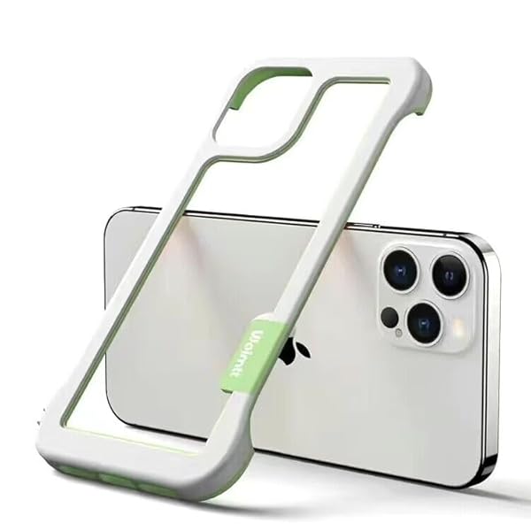 iPhone15Pro シリコンバンパーケース コントラストカラー+背面のくり抜き 軽量 放熱 バンパー ストラップホール 耐衝撃 フレーム (white, iPhone15Pro)