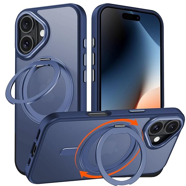 iPhone 16 Plus 適用 ケース Magsafe対応 アイフォン16プラス カバー 360°回転スタンド スマホケース ..