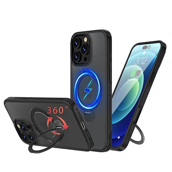 iPhone 16 Pro Max 用 ケース Magsafe対応 アイフォン16プロマックス カバー 360°回転スタンド 縦横両..