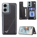 手帳型 Motorola Moto G24用 背面 手帳 カードケース ランヤード付 背面カバーモトローラ G24(ブラック) スマホケース サイドマグネット ...
