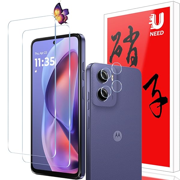 【2+2枚セット】Motorola Moto G05 ガラスフィルム(2枚)+カメラフィルム(2枚) Moto G05 用の 保護フィルム 強化液晶保護フィルム...