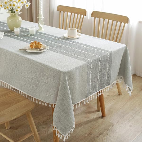 テーブルクロス おしゃれ 撥水加工 北欧 テーブルカバー リネン 撥水 お手入れ簡単 汚れ防止 厚手 ダイニング テーブルクロス 長方形 (グレータイプ1 80x120cm)