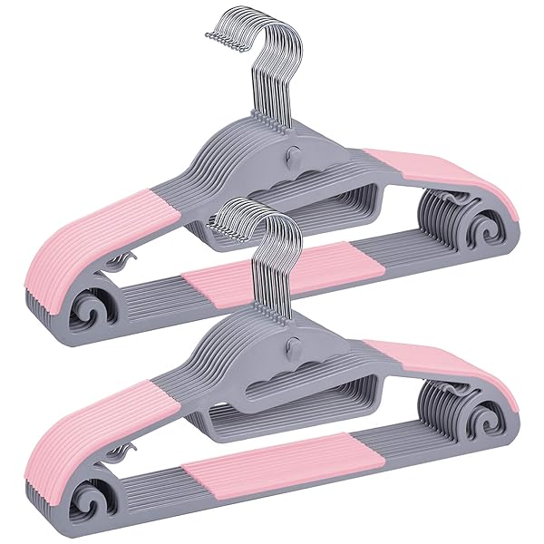 ハンガー 20本組 衣類ハンガー 多機能収納 hanger 超薄型 すべらない 洗濯ハンガー 物干しハンガー 頑丈なハンガー 360度回転フック 曲げれる 衣類...