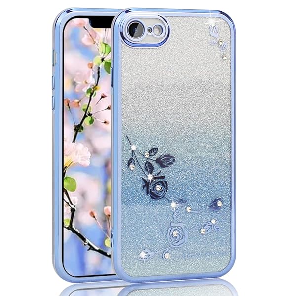 iPhone8 iPhone SE3 iPhone SE2 iPhone7 用 ケース クリア 透明 メッキ加工 花柄 ソフトケース TPU 薄..