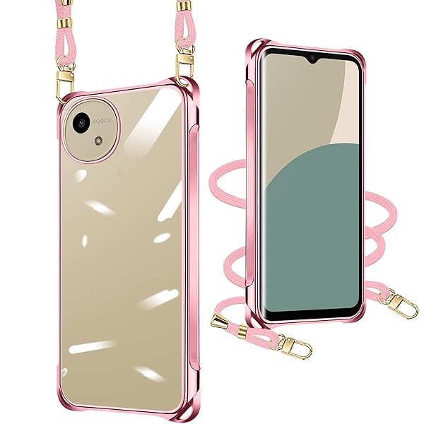 AQUOS wish4 ケース クリア AQUOS wish4 SH-52E ケース ショルダー シャープ アクオス ウィッシュ4 カバー ストラップ付き 肩掛け 斜めかけ 縄掛けケース 縄掛け SH-52E スマホケース TPU 薄型 軽量 取り外