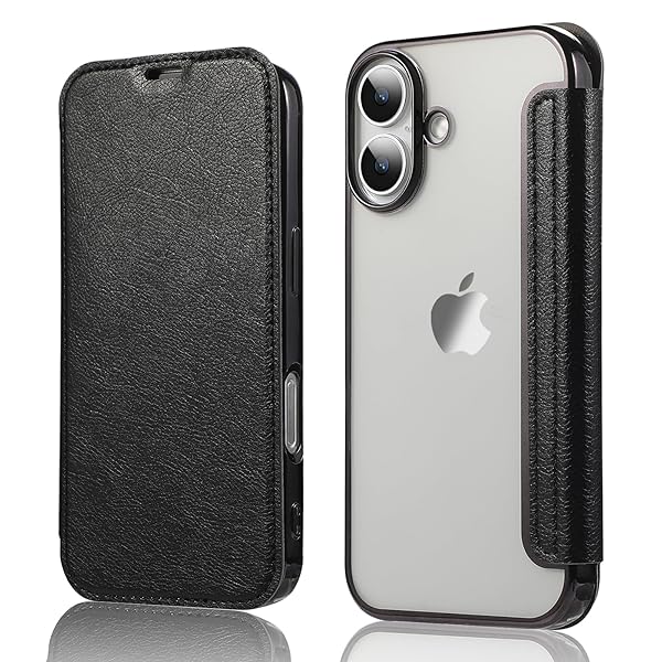iPhone 16 Plus 用 ケース 6.7" 手帳型 背面 クリア 透明 高級なPUレザー+TPU 衝撃吸収 軽量薄型 ブランド スマホケース iPhone16 Plus (2024) 用 ケース アイフォン16 Plus 用 手帳型 ケース