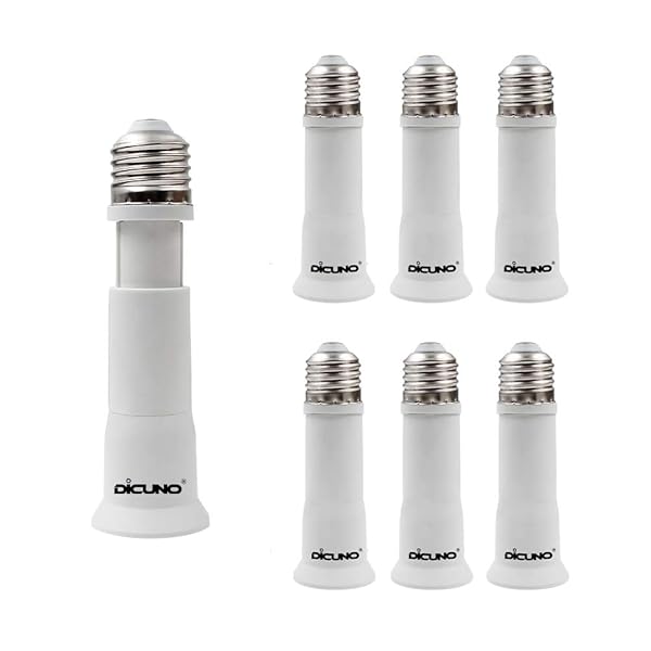 E26→E26口金延長アダプター 8cm~10.5cm長さ調節可 6個セット