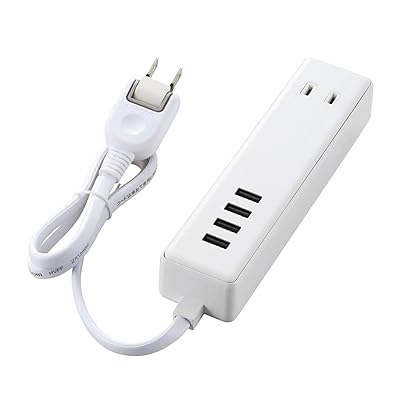 電源タップ USB コンセント 60cm USB×4個 AC差し込み口×2個 3.4A ホワイト MOT-U11-2406WH