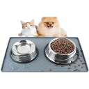 ペット 食事マット 猫 食事マット 犬 食事マット シリコン製 ペットマット 給餌マット 猫砂マット トイレトレーマット 滑り止め 溢れ止め 撥水 防水 防汚 丸洗い (48x30cm, グレー)
