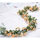 バラ ガーランド 薔薇 ローズ 枯れない花 造花の藤 植物 壁掛け造花 シルクフラワー 手作り花輪 花園装飾 インテリア 結婚式 パーティー飾り (シャンペン ...