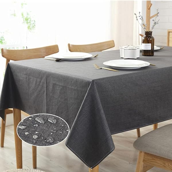 テーブルクロス 防水 リネン 撥水加工 テーブルカバー 無地 おしゃれ 北欧 お手入れ簡単 防油 防カビ 130x180cm 長方形 ブラック