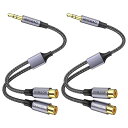 RCA 3.5mm 変換 3.5mm(オス)-2RCA(メス) ステレオミニ イヤホンジャック RCA ケーブル オーディオ HiFi音質 アンプ ステレオアンプ、スピーカー、ミニコンポ、プレーヤーなどに対応|詳細画像