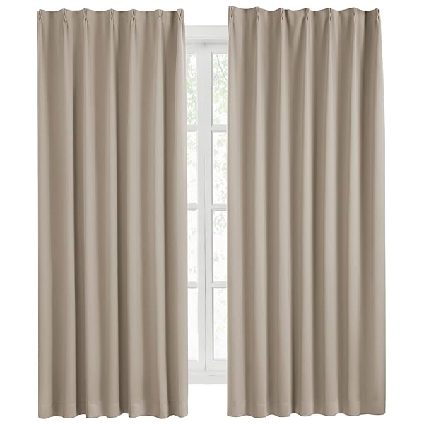 カーテン 1級遮光 2枚組 幅100cm丈135cm カーキ 断熱 防寒 防音 省エネ 厚手 無地 おしゃれ 洗える リビング用 (カーキ, 幅100cm×丈135cm)