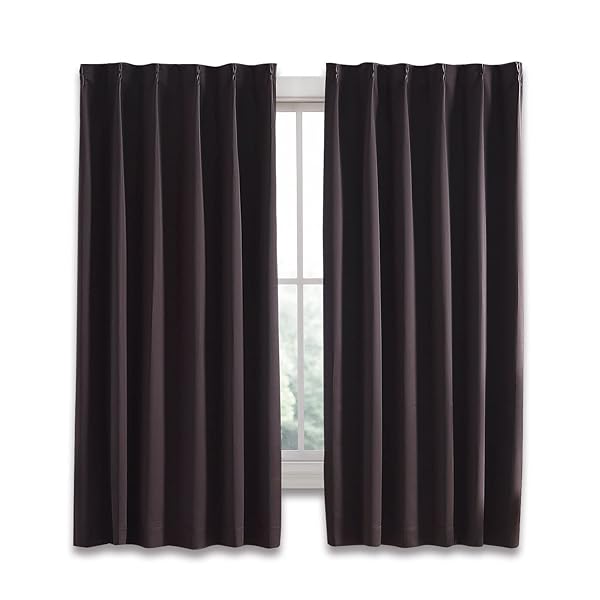 カーテン 1級遮光 幅100cm丈80cm ブラウン 断熱 防寒 防音 省エネ 厚手 無地 おしゃれ 洗える リビング用 (ブラウン, 幅100cm×丈80cm)