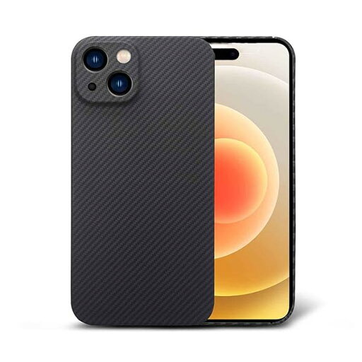アラミド繊維 ケース iPhone 15 Plus 対応「黒 600D」、ミニマリスト カーボン風 極薄&超軽量 アラミド繊維 ケース iPhone 15 Plus 対応「黒 600D」、ミニマリスト カーボン風 極薄&超軽量