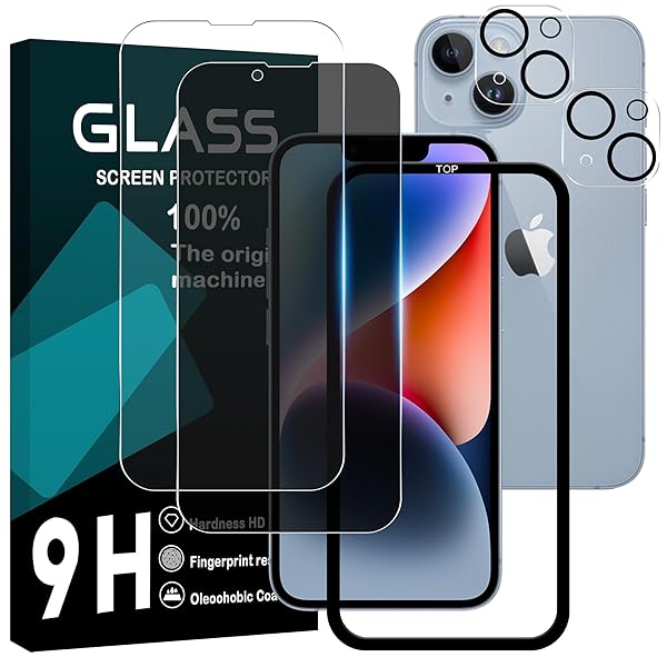 対応 iPhone 13 ガラスフイルム 6.1インチ 【透明強化ガラス1枚 / 覗き見フィルム1枚 /レンズ保護フィ..