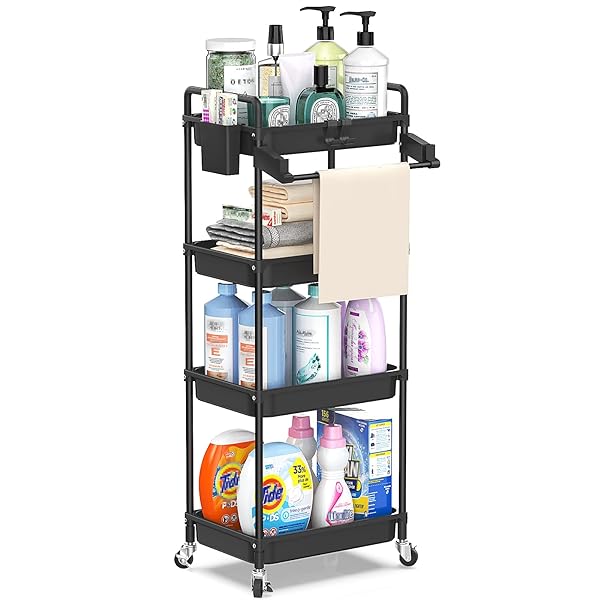 キッチンワゴン [タオルラック付き] スリム 隙間収納 22cm 収納ラック キャスター付き 収納カート ロー..