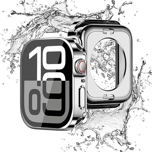 for Apple Watchケース【2 in 1防水設計】46/42mmアップルウォッチ保護ケース 強化ガラスフィルム 一体型 Series 10 全面保護 耐衝撃 3D直角エッジデザイン PC素材 高タッチ感度 衝撃吸収 Apple Watchア
