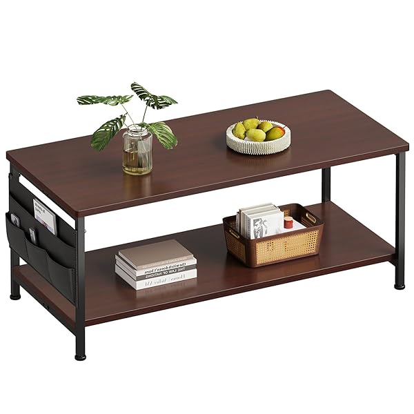 センターテーブル リビングテーブル 幅100 ローテーブル 一人暮らし 収納袋付き コーヒーテーブル ブラ..