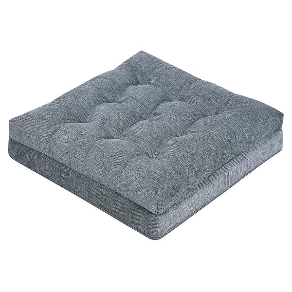 座布団 大きめ 厚め12CM 低反発+高反発 ふわふわ お尻が痛くならないクッション フロアクッション ベロア生地 滑り止め 床用座布団 (グレー, 50CM)