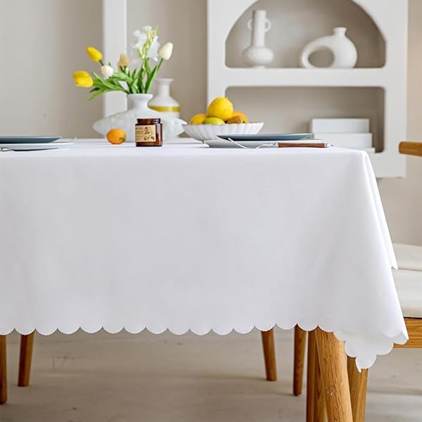 テーブルクロス 白 無地 テーブルカバー シンプル 長方形 135×220cm 洗える ウォッシャブル 洗濯可 速..