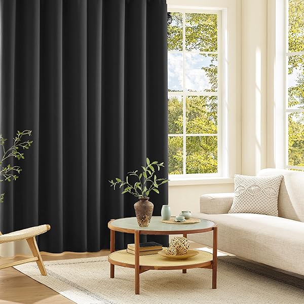 カーテン 1枚組 99.9%以上遮光 遮光カーテン ブラック色 幅100cm*丈150cm 厚手 遮光 断熱 防寒 防音 省エネ 昼夜目隠し おしゃれ UVカット 形態記憶加工 寝室 リビング 居間 洗濯可能