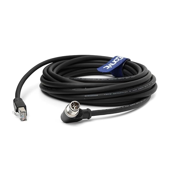 工業用イーサネットケーブル M12 Xタイプ 直角 8ポジションからRJ45 防水 高フレックスケーブル コニャ..