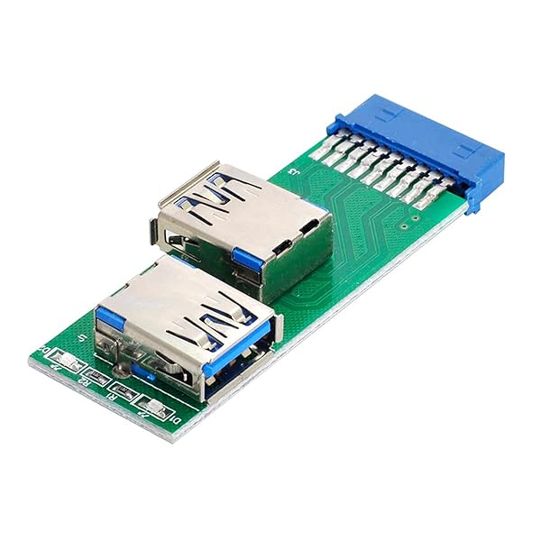 デュアルサイド USB 3.0 Aタイプ メス - マザーボード 20ピン 19ピン ボックス ヘッダー スロット アダプター PCBA LED付き