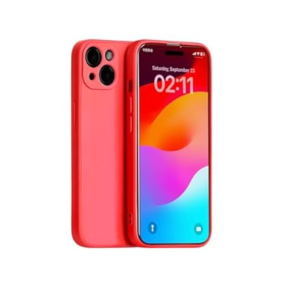 iPhone 15 シリコンケース レンズ全面保護 (レッド)