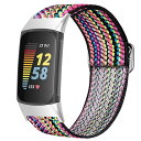 for Fitbit Charge 6 バンド, ナイロン製弾性バンド スポーツバンド 交換ベルト 柔らかく快適で通気性 長さ調節ナイロンループ換えバンド Fi...