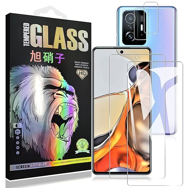 Xiaomi 11T / 11T Pro フィルム 【2+2枚セット- AGC旭硝子素材】 xiaomi 11t ガラスフイルム【2枚】+ レンズフィルム 【2...